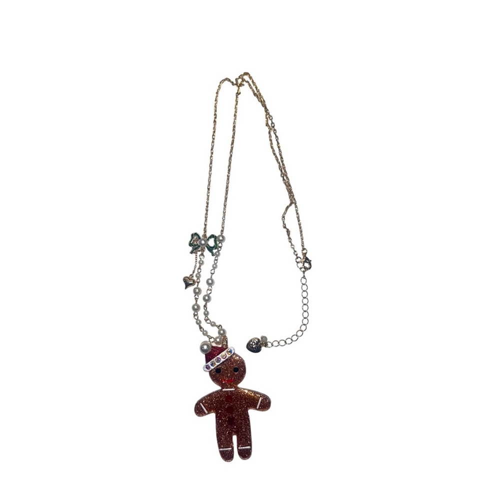 NWT ⚜️♥️⚜️ BETSEY JOHNSON GINGERBREAD NECKLACE - Picture 7 of 15